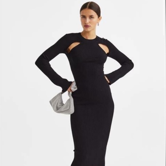 H&M | Dresses | Hm Cut Out Bodycon Black Midi Dress